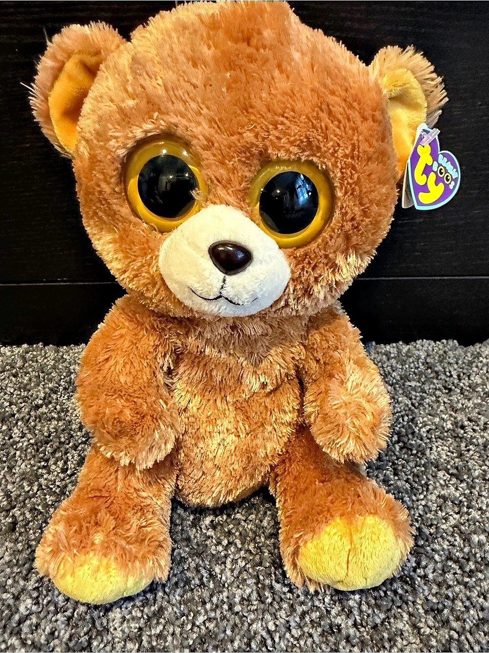 Ty Beanie Boos Honey Brown Bear Plush 11” Big Eyes Retired Stuffed Animal